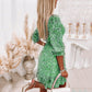 Floral Deep V Neck Smocked Elastic Waist Casual A-Line Swing Mini Dress