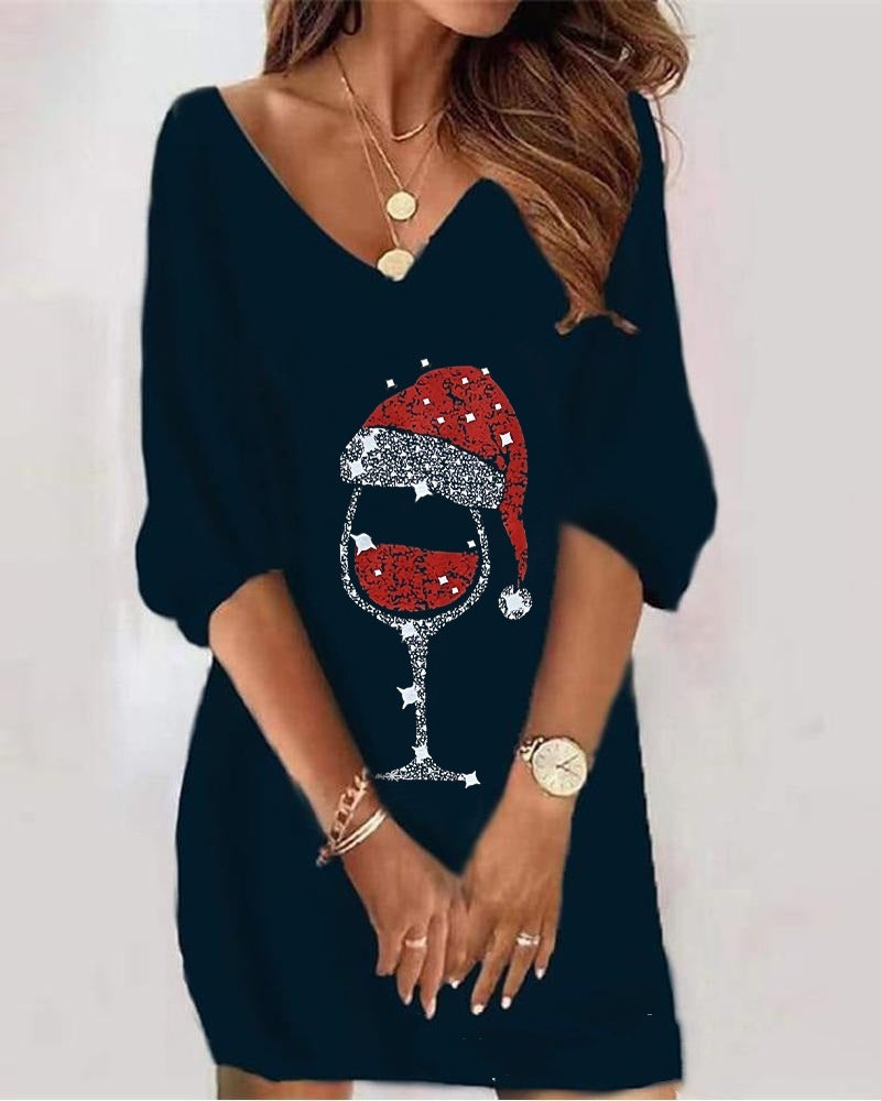 Lace V-neck Corn Velvet Off-the-shoulder Dress