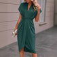 Fashion V-neck Short Sleeve Pleated Dresses