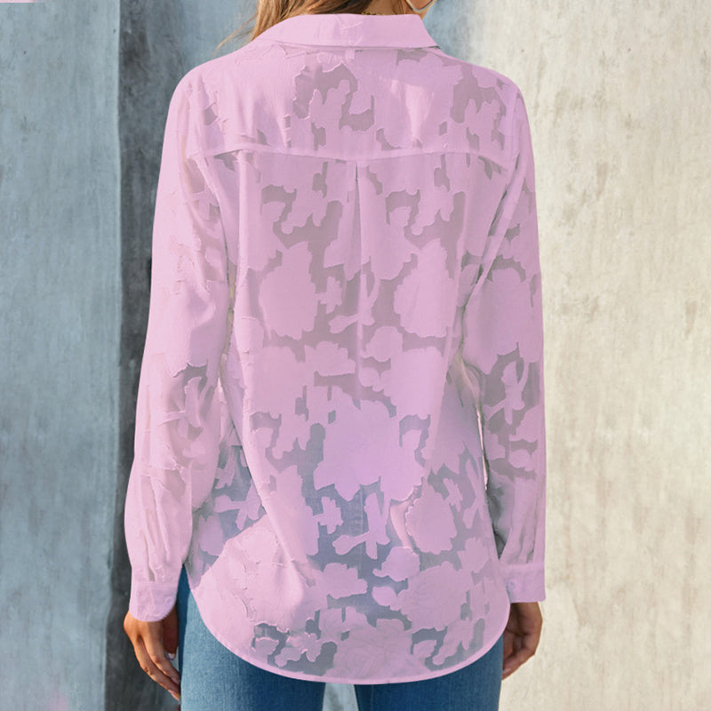 Women's Casual Sheer Button Down Blouses