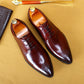 Men's Breathable Leather Pointed Carved Business Formal Shoes