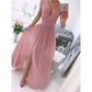 V-neck Front Split Long Dress