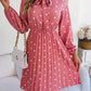 Women's Polka-dot Self-tie Waist-controlled Long Sleeves Pleated Skirt