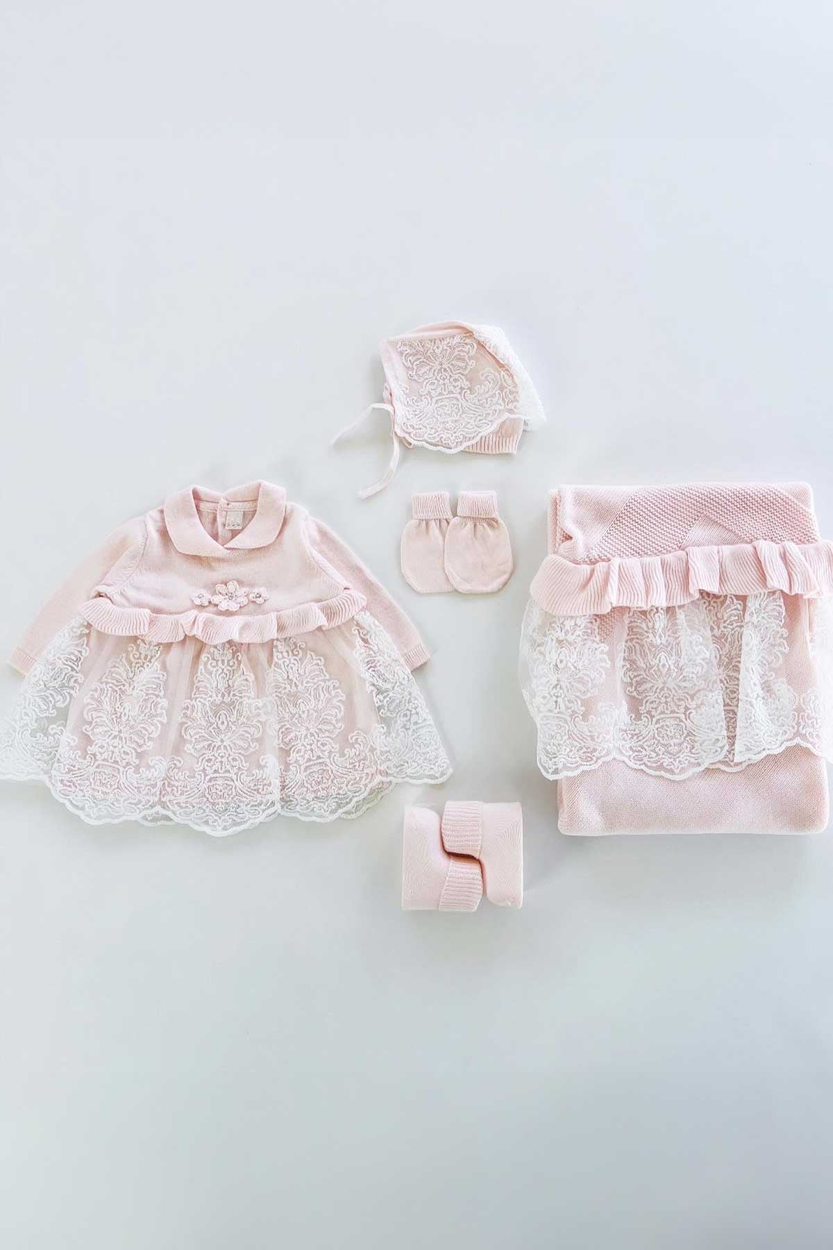 Brea Pink Knit Newborn Coming Home Set (5 Pcs)
