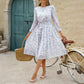 Leisure Vacation Style Polka Dot Long Sleeve Maxi Dress