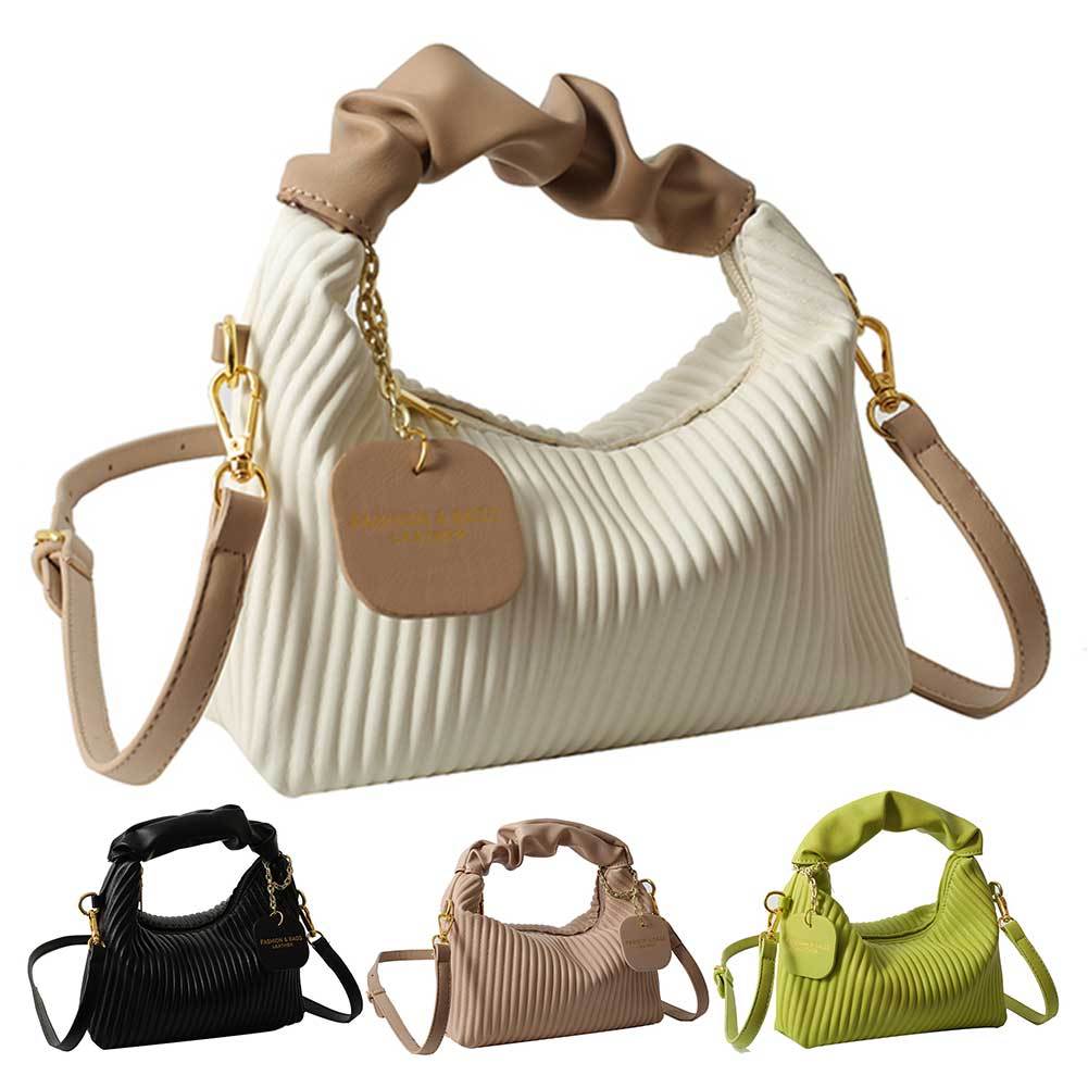 PU Leather Pleated Cloud Small Tote Bag