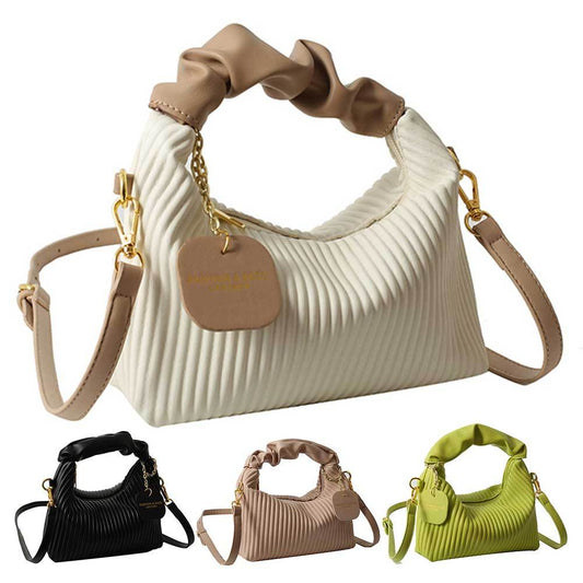 PU Leather Pleated Cloud Small Tote Bag