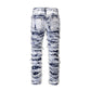 Washed Blue Ripped Zipper Distressed Beggar Pants