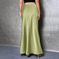 Women's Elegant Satin High Waist Flared Midi Skirt
