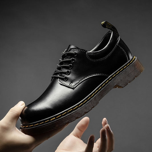 Low Top Big Head Black Working Martin Shoes