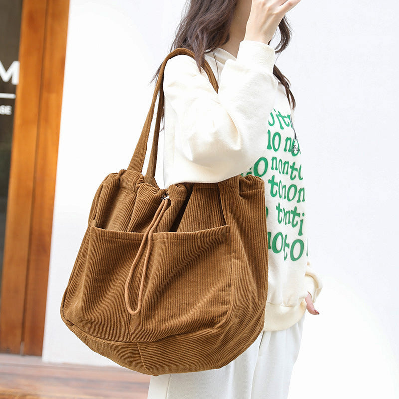 Drawstring Multi-pocket Handbag Women