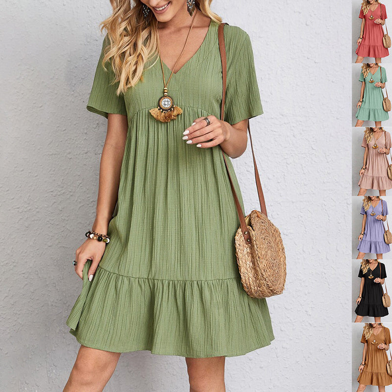 V-neck Short Sleeve Dress