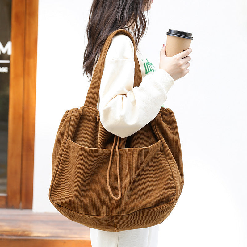 Drawstring Multi-pocket Handbag Women