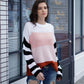 Women's Color Stitching Knit Pullover Loose Sweater