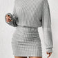 Long Sleeve High Neck Ribbing Woolen Knit Suit