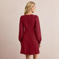 Women's Round Neck Clinch Slim Long Sleeve Solid Color Dress