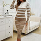 Temperament Slim-fit Contrast Colors Long Sleeve Dress