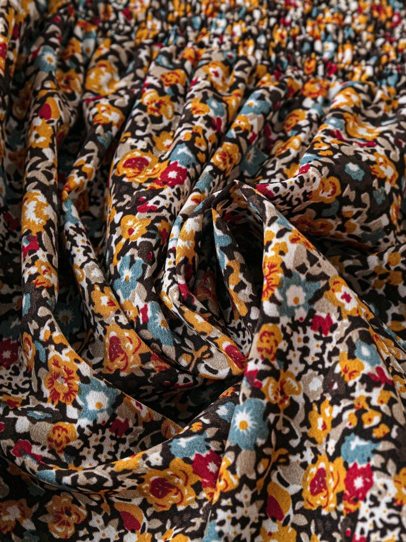 Women's Plus Size Elegant Shirred All-Over Print Blouse