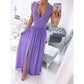 V-neck Front Split Long Dress