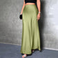 Women's Elegant Satin High Waist Flared Midi Skirt