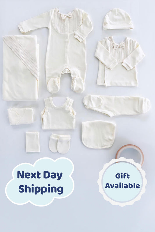 Alex Ecru Organic Cotton Newborn Coming Home Set (10 pcs)