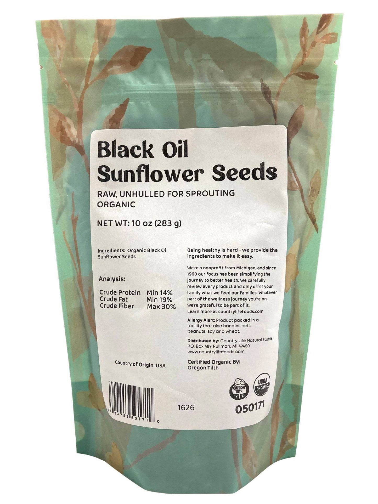 Sunflower Seeds, Black Oil, Unhulled For Sprouting, Organic