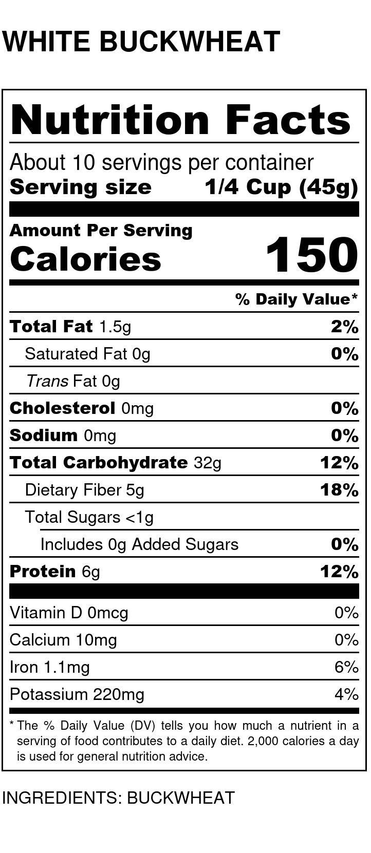 Buckwheat, White, Hulled, Organic