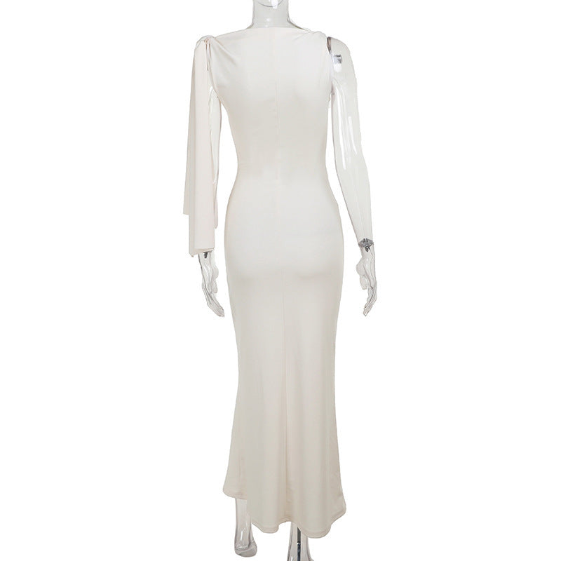 One-shoulder Ribbon Long Dress