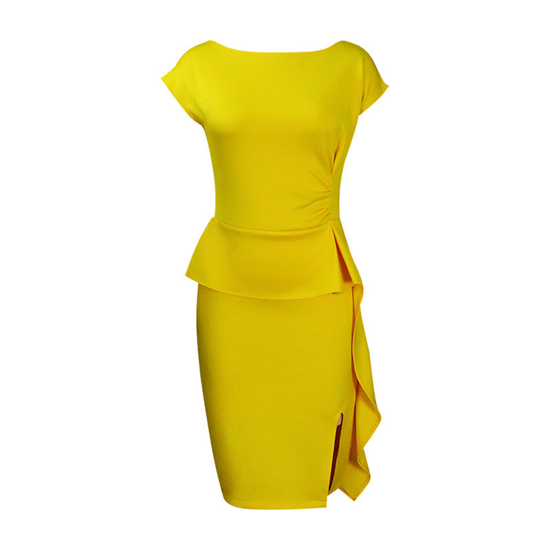 Women's Elegant Ruffle Sleeveless Bodycon Dress
