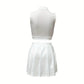 Sets Summer Sleeveless Crop Top Pleated Short Mini Skirt