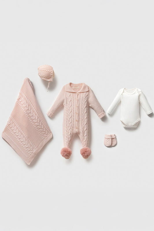 Daniel Pink Newborn Knit Coming Home Set