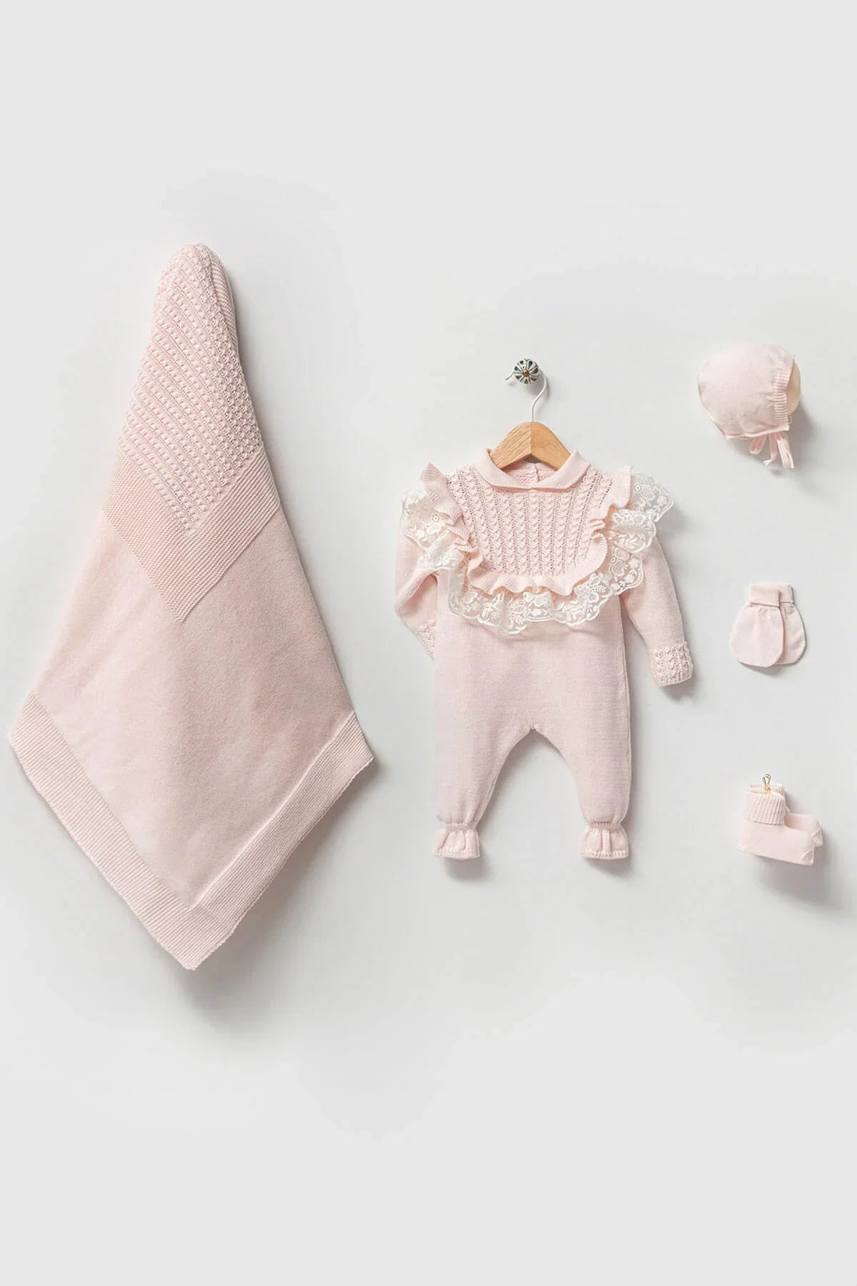 Daphne Pink Newborn Knitwear Coming Home Set (5pcs)