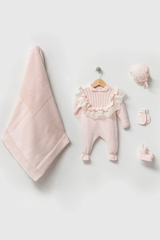 Daphne Pink Newborn Knitwear Coming Home Set (5pcs)