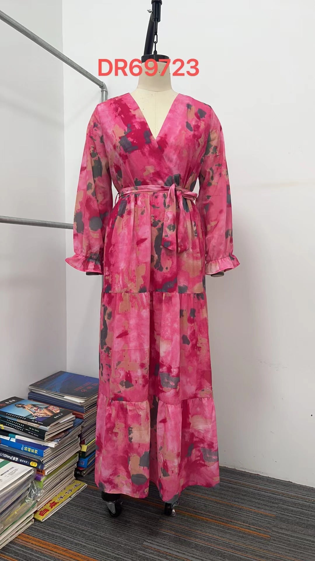 Long-sleeved Floral Print Dress