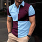 Casual Sports Short Sleeve Color Stitching Turnover Neck Polo