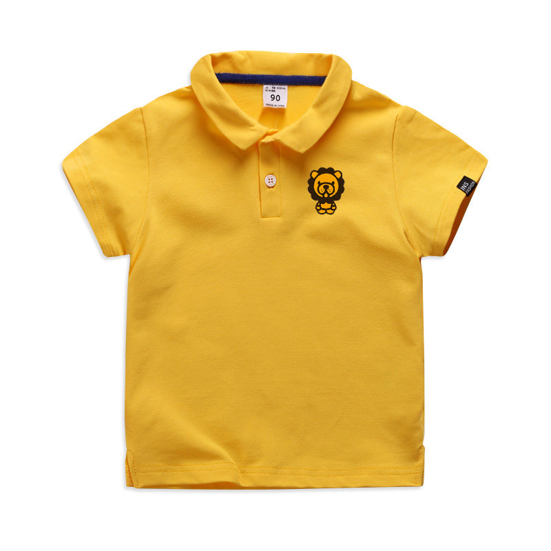 Summer Elastic Cotton Solid Color Short Sleeve Men Polo T-shirt