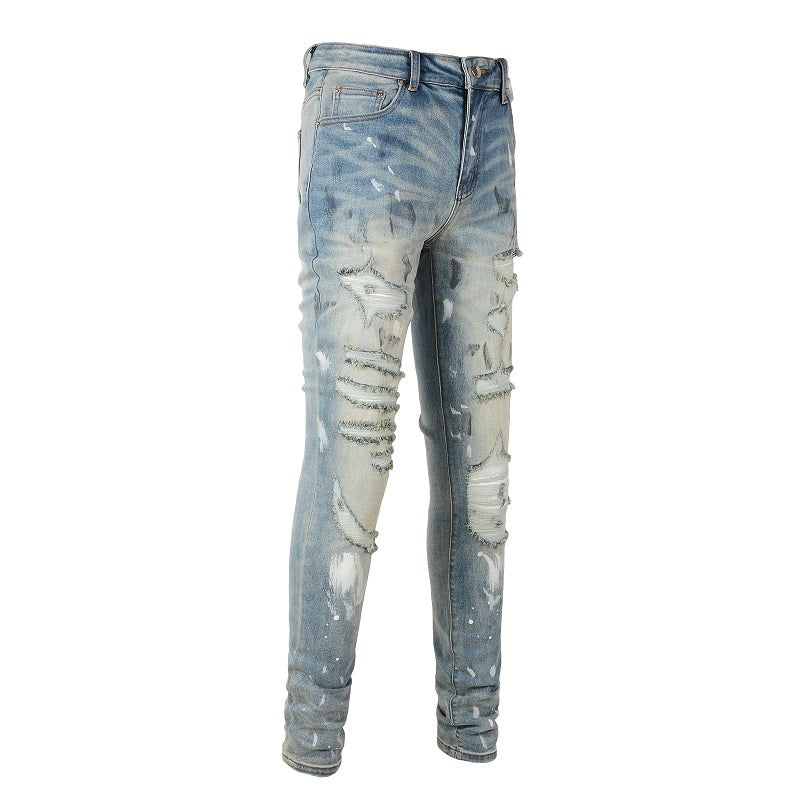 Holes Pasted Cloth Casual Trouser