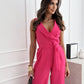 V-neck Sleeveless Jumpsuit With Belt