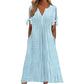 Women's Eyelet V-Neck Maxi Dress