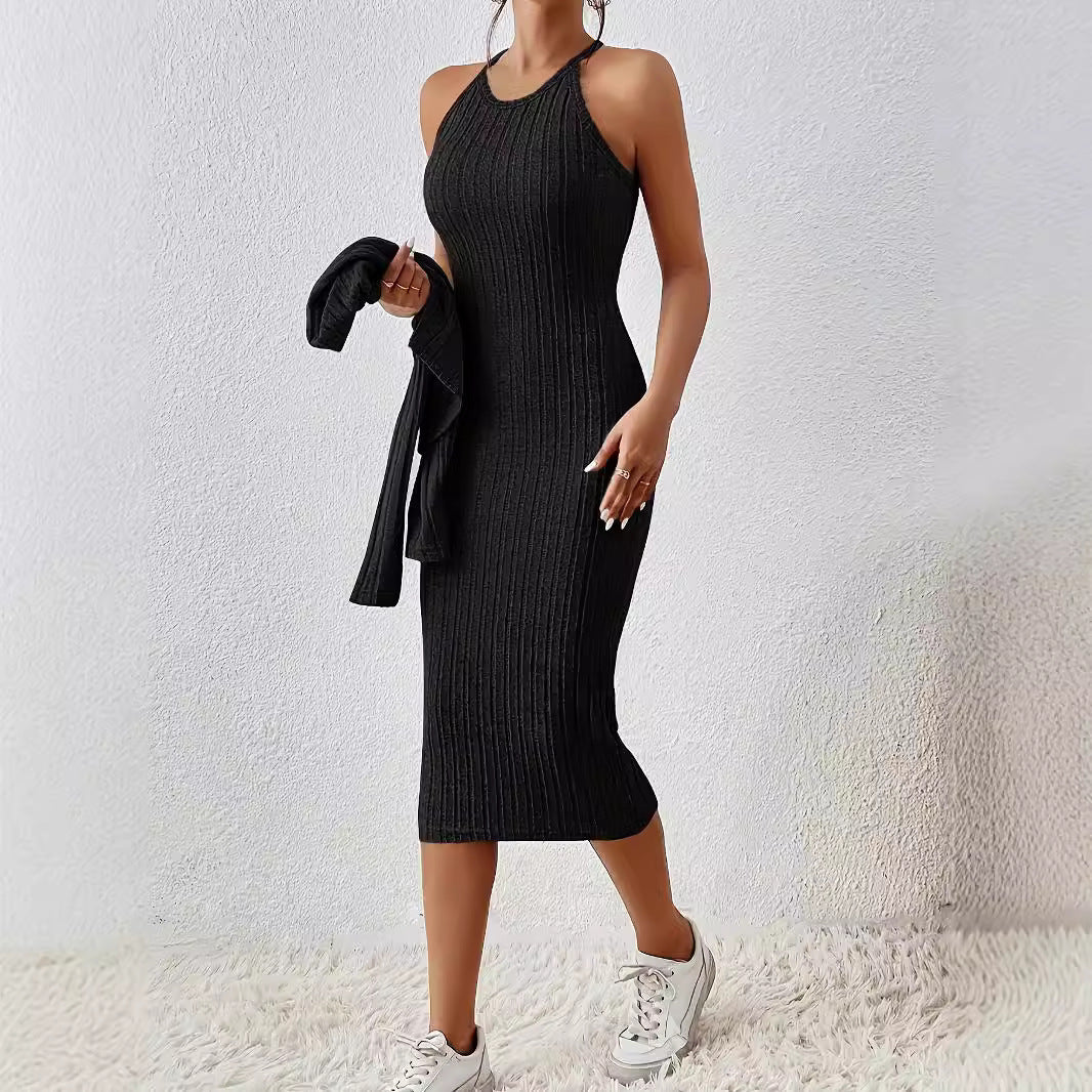 Front Button Cropped Top Slim Fit Dress