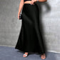 Women's Elegant Satin High Waist Flared Midi Skirt