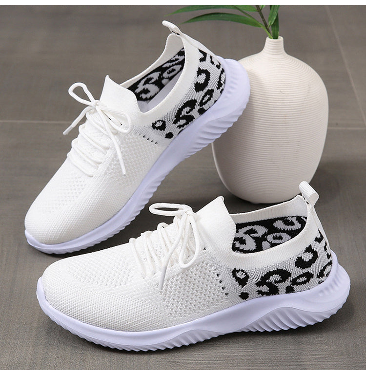 Women Leopard Print Lace-up Sneakers Sports