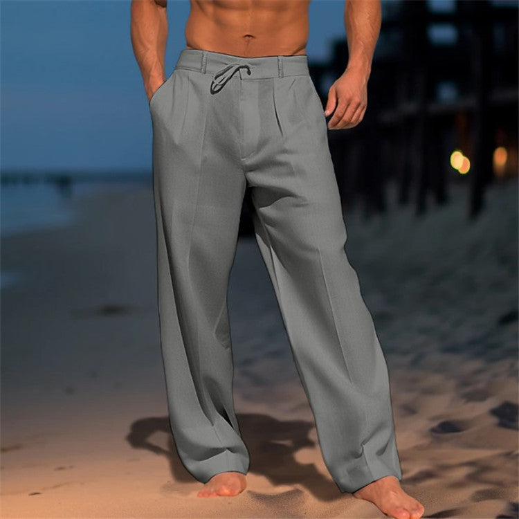 Casual Wide-Leg Straight Pants With Pockets For Men