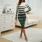 Temperament Slim-fit Contrast Colors Long Sleeve Dress