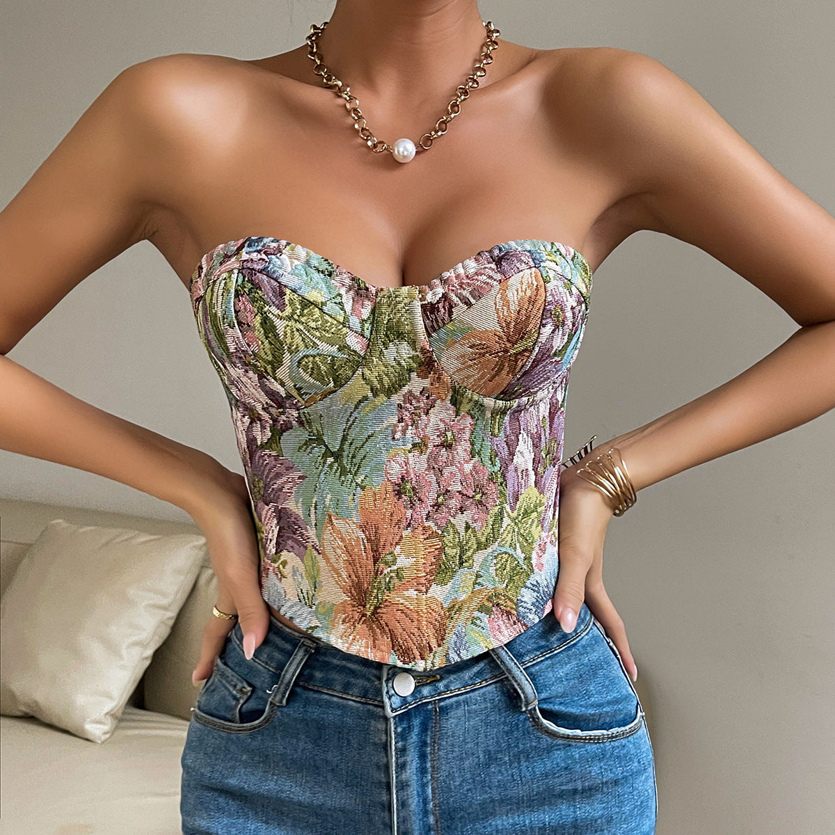 Floral Print Tube Vest