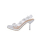 Transparent PVC Rhinestone Flowers Slingback Pumps