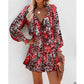 Fashion Patchwork Puff Sleeve Waist Dresses