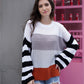 Women's Color Stitching Knit Pullover Loose Sweater