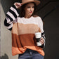 Women's Color Stitching Knit Pullover Loose Sweater