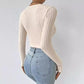 Short Deep V-neck Slim-fit Long Sleeve Knitted Sweater